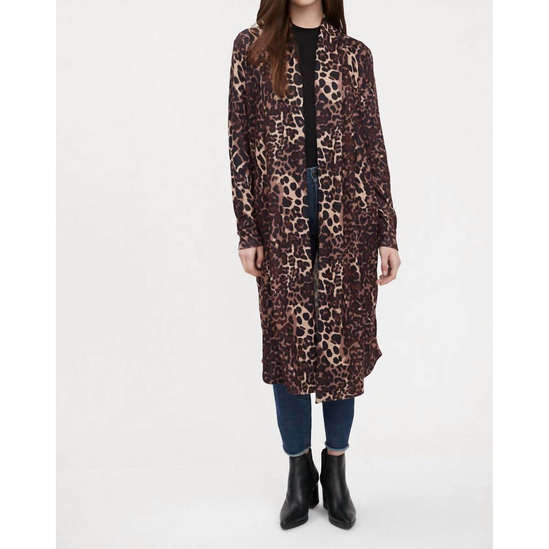 New Fdj Open Long Cardigan In Animal Print